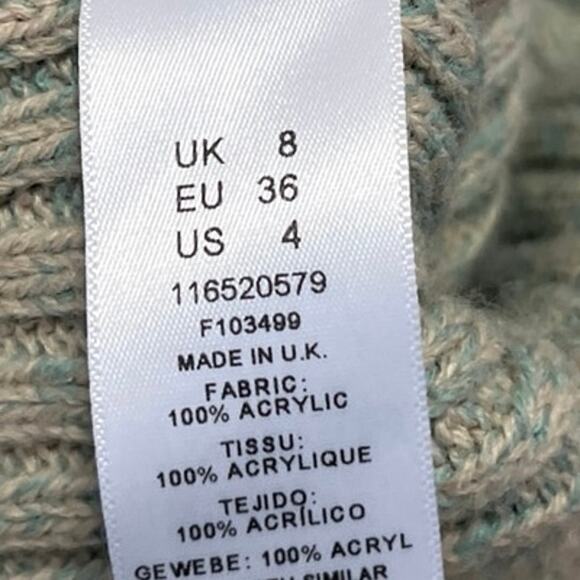 Asos Design Women's Green Rib Knit Button Down Collar Cardigan Sweater Top Sz 4 - Picture 4 of 4